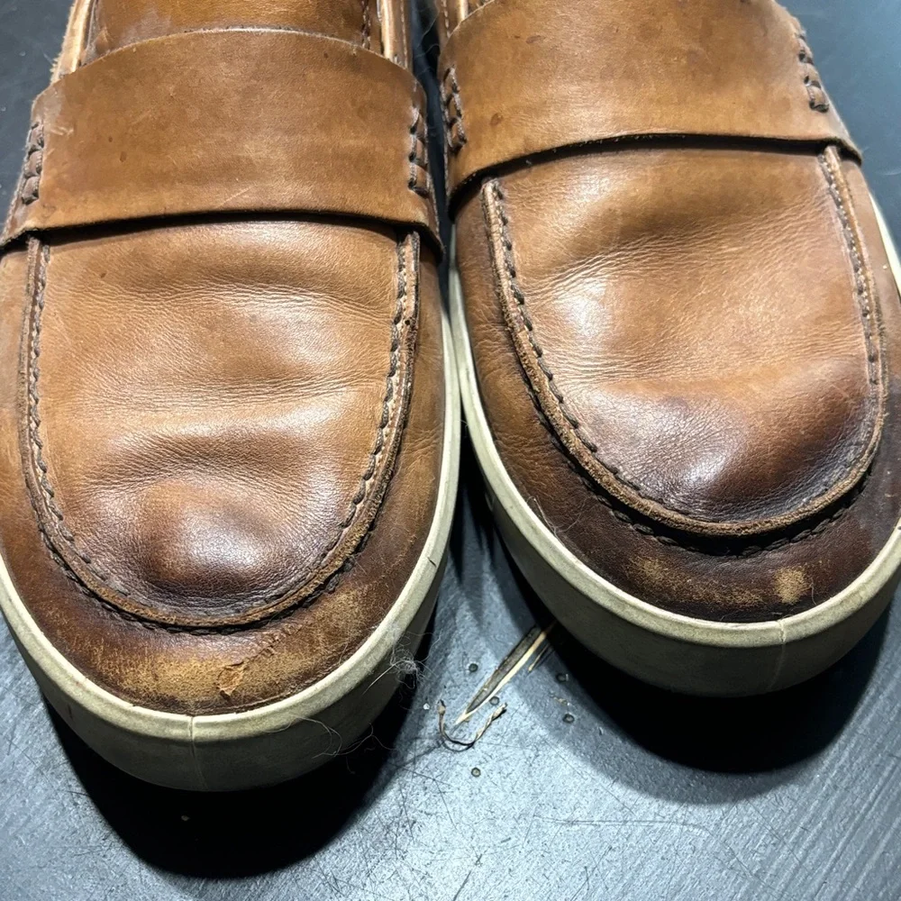 Ecco Brown Leather Slip-On Penny Loafers